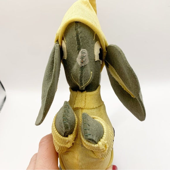 Antique stuffed animal large ears mouse with sock clothing heavy felt hand made - Picture 4 of 13